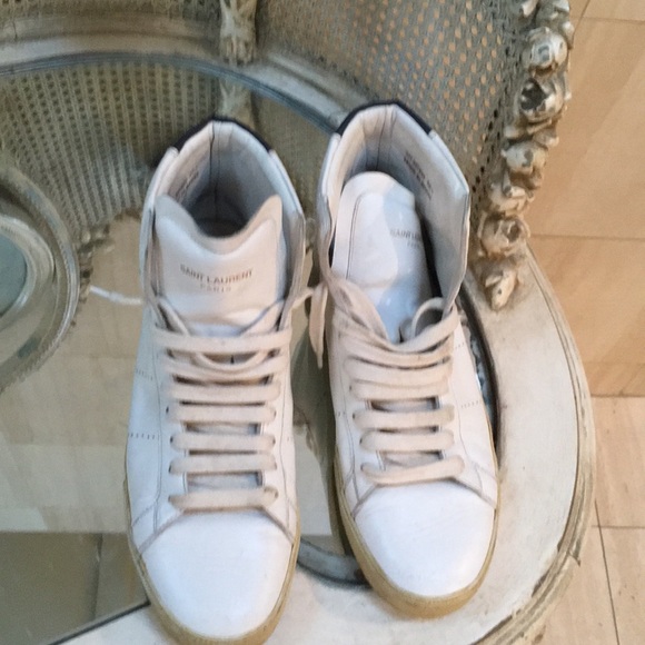 Saint Laurent White High-Top Sneakers - Picture 1 of 8